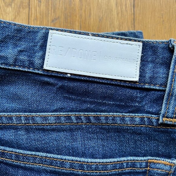 Re/Done Size 28 Blue Denim Double Needle High Waist Straight Leg ButtonFly Jeans - Picture 14 of 14